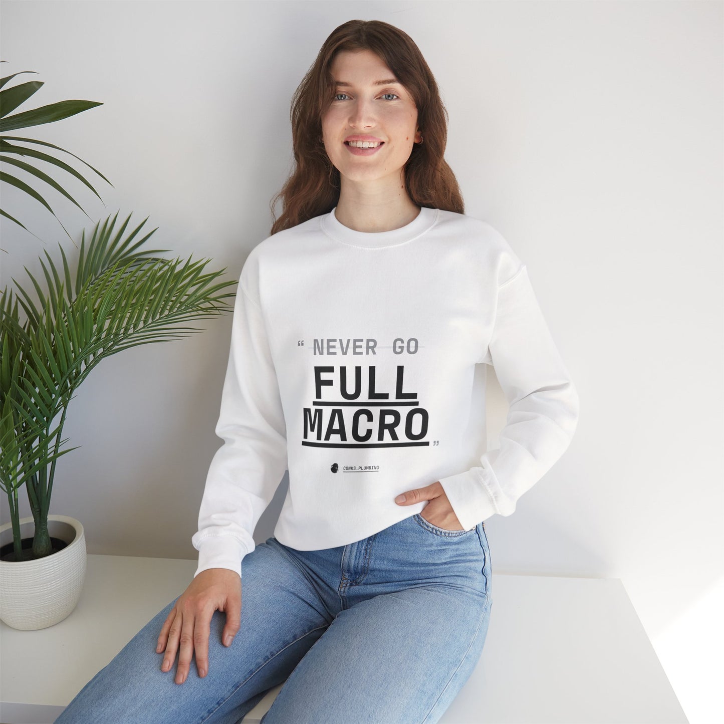 Never Go Full Macro Sweater (White)