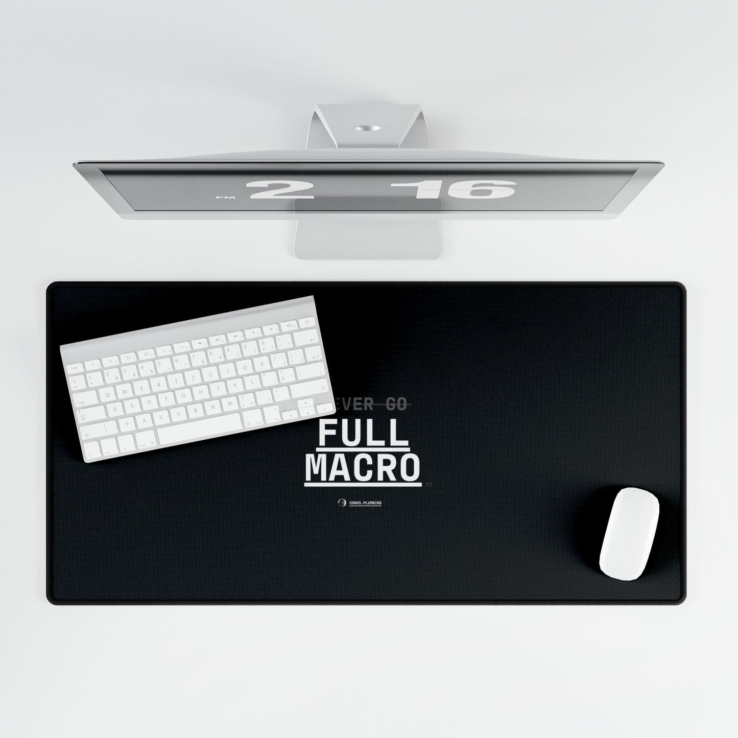 Never Go Full Macro Desk Mat — Black Gaming/Work Mouse Pad