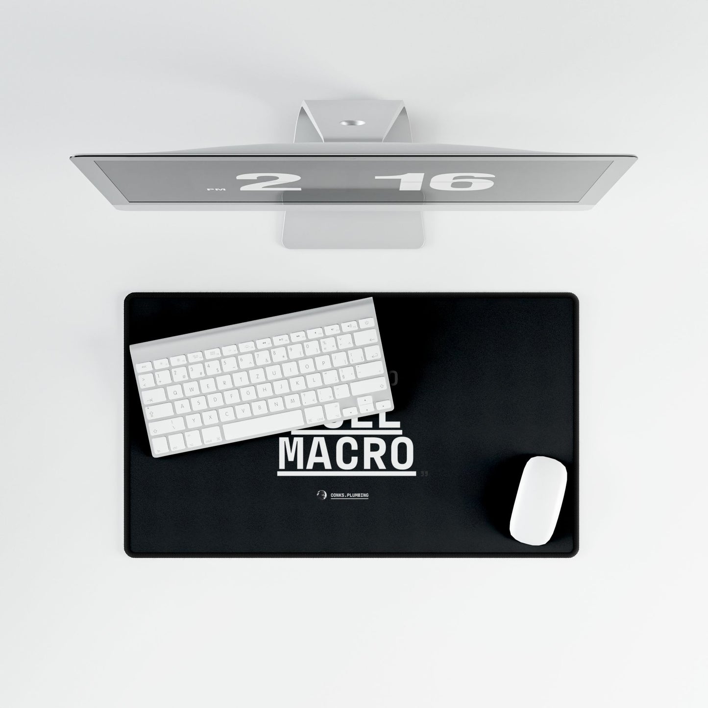 Never Go Full Macro Desk Mat — Black Gaming/Work Mouse Pad