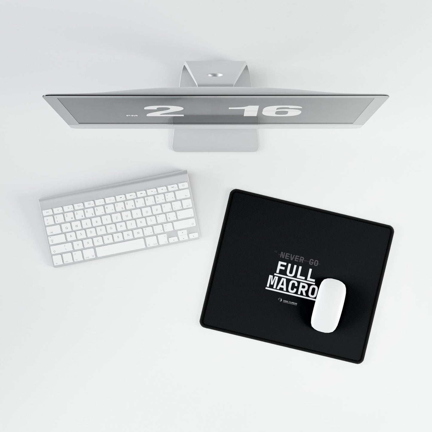 Never Go Full Macro Desk Mat — Black Gaming/Work Mouse Pad