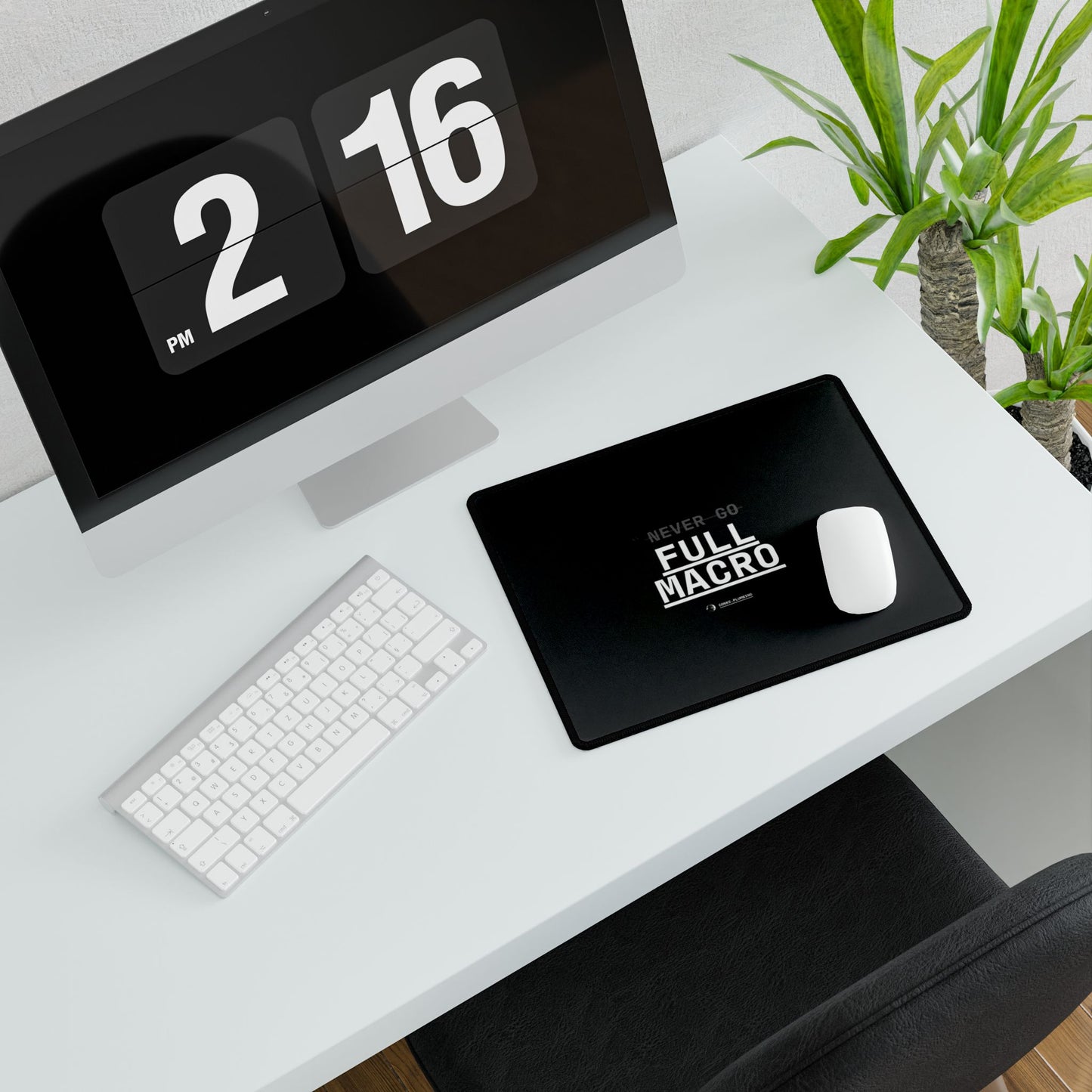 Never Go Full Macro Desk Mat — Black Gaming/Work Mouse Pad
